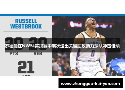 罗德曼在NWSL常规赛中屡次送出关键助攻助力球队冲击佳绩